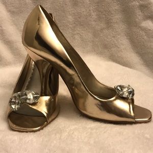 BCBG Girl Gold Pumps w/crystal Accent